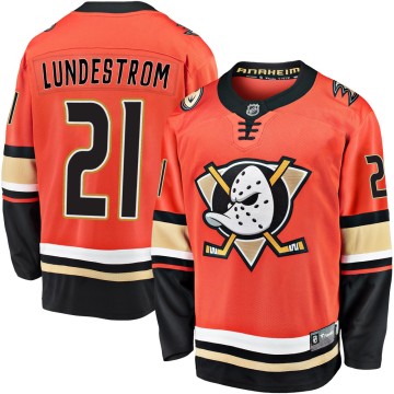 Premier Fanatics Branded Men's Isac Lundestrom Anaheim Ducks Breakaway 2019/20 Alternate Jersey - Orange