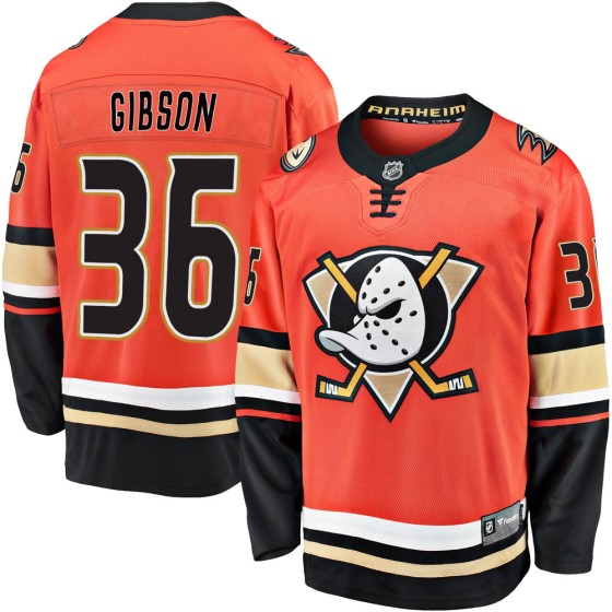 Premier Fanatics Branded Men's John Gibson Anaheim Ducks Breakaway 2019/20 Alternate Jersey - Orange