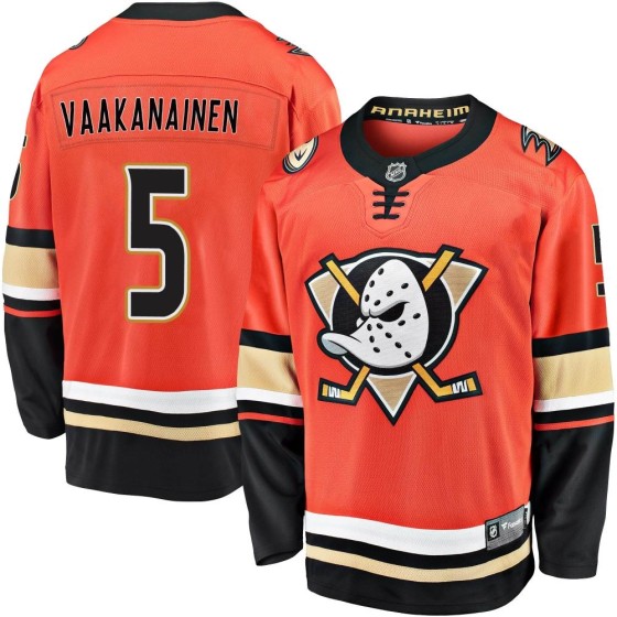 Premier Fanatics Branded Men's Urho Vaakanainen Anaheim Ducks Breakaway 2019/20 Alternate Jersey - Orange