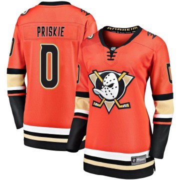 Premier Fanatics Branded Women's Chase Priskie Anaheim Ducks Breakaway 2019/20 Alternate Jersey - Orange