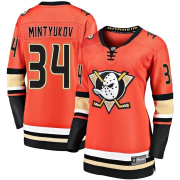 Premier Fanatics Branded Women's Pavel Mintyukov Anaheim Ducks Breakaway 2019/20 Alternate Jersey - Orange