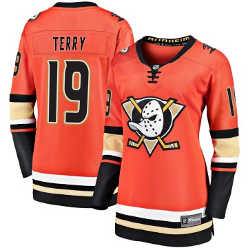Premier Fanatics Branded Women's Troy Terry Anaheim Ducks Breakaway 2019/20 Alternate Jersey - Orange