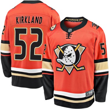 Premier Fanatics Branded Youth Justin Kirkland Anaheim Ducks Breakaway 2019/20 Alternate Jersey - Orange