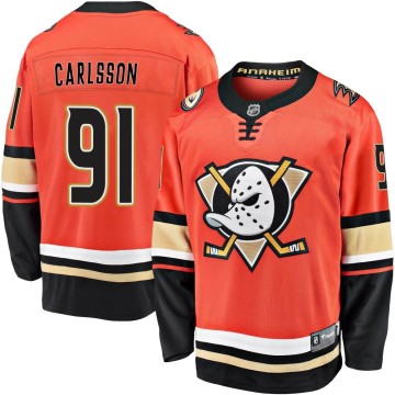 Premier Fanatics Branded Youth Leo Carlsson Anaheim Ducks Breakaway 2019/20 Alternate Jersey - Orange